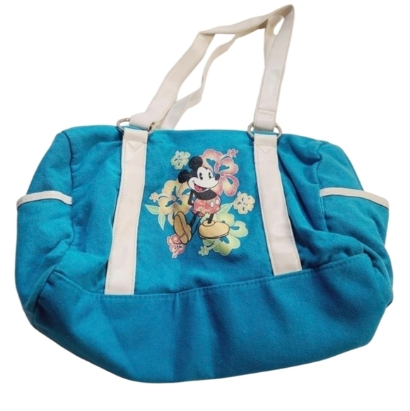 Disney Handbags - Y2K Disney Mickey Mouse Tropical Hibiscus Blue Tote Gym Bag